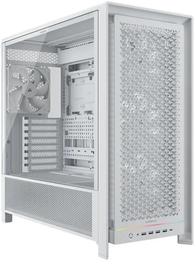 Main image of CORSAIR FRAME 5000D RS Modular High Airflow Mid-Tower PC Case, White – Fully Customizable Design – InfiniRail™ Fan Mounting System – Fits Multiple 360mm Radiators or a 420mm Radiator – Reverse Motherboard Connector Compatible