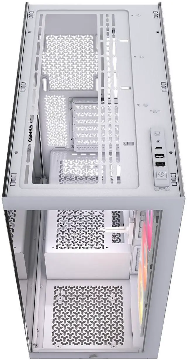 Alt view image 2 of 20 - CORSAIR 3500X RS-R ARGB Mid-Tower PC Case – 3x Pre-Installed RS120-R ARGB Fans – GPU Anti-Sag Arm – Tempered Glass – Fits up to 10x 120mm Fans – Reverse Connection Motherboard Compatible, White