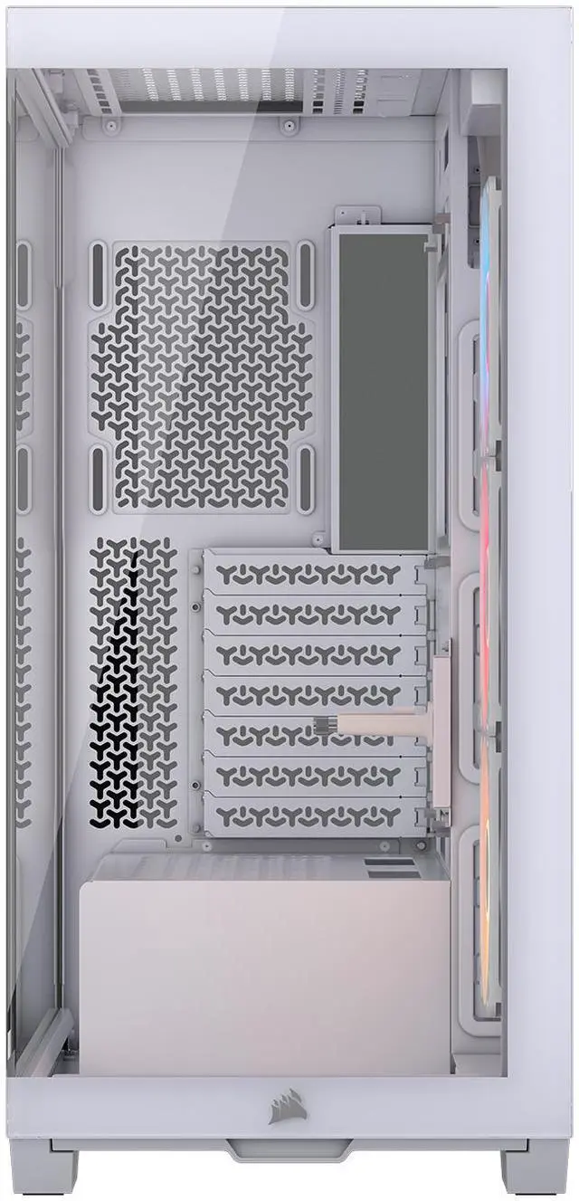 Alt view image 3 of 20 - CORSAIR 3500X RS-R ARGB Mid-Tower PC Case – 3x Pre-Installed RS120-R ARGB Fans – GPU Anti-Sag Arm – Tempered Glass – Fits up to 10x 120mm Fans – Reverse Connection Motherboard Compatible, White