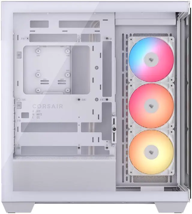 Alt view image 4 of 20 - CORSAIR 3500X RS-R ARGB Mid-Tower PC Case – 3x Pre-Installed RS120-R ARGB Fans – GPU Anti-Sag Arm – Tempered Glass – Fits up to 10x 120mm Fans – Reverse Connection Motherboard Compatible, White