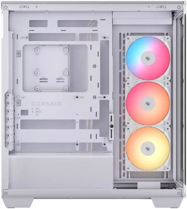 Alt view image 5 of 20 - CORSAIR 3500X RS-R ARGB Mid-Tower PC Case – 3x Pre-Installed RS120-R ARGB Fans – GPU Anti-Sag Arm – Tempered Glass – Fits up to 10x 120mm Fans – Reverse Connection Motherboard Compatible, White