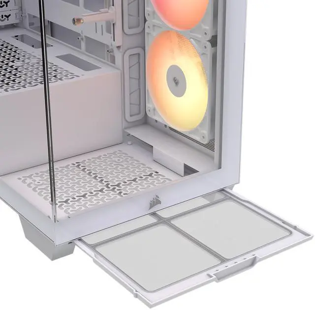 Alt view image 9 of 20 - CORSAIR 3500X RS-R ARGB Mid-Tower PC Case – 3x Pre-Installed RS120-R ARGB Fans – GPU Anti-Sag Arm – Tempered Glass – Fits up to 10x 120mm Fans – Reverse Connection Motherboard Compatible, White