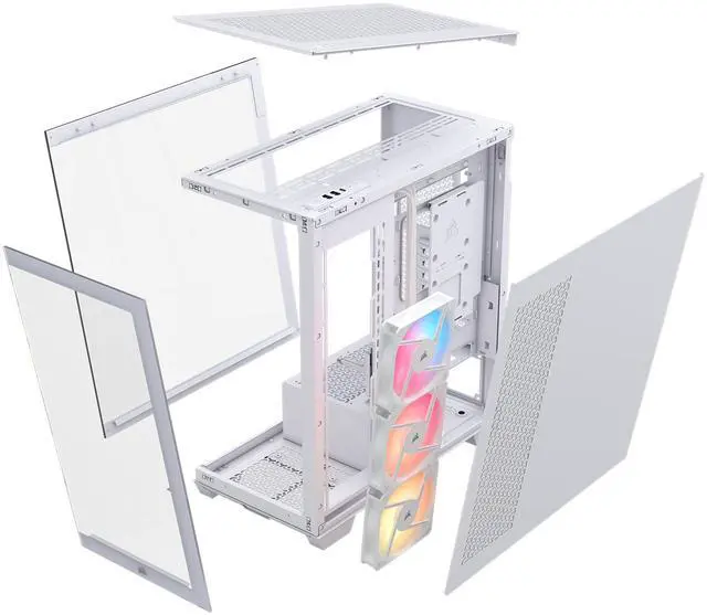 Alt view image 10 of 20 - CORSAIR 3500X RS-R ARGB Mid-Tower PC Case – 3x Pre-Installed RS120-R ARGB Fans – GPU Anti-Sag Arm – Tempered Glass – Fits up to 10x 120mm Fans – Reverse Connection Motherboard Compatible, White