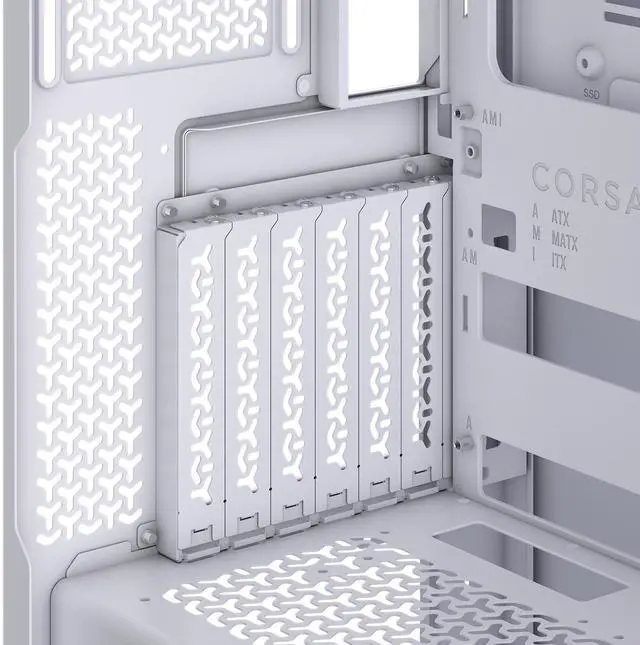 Alt view image 12 of 20 - CORSAIR 3500X RS-R ARGB Mid-Tower PC Case – 3x Pre-Installed RS120-R ARGB Fans – GPU Anti-Sag Arm – Tempered Glass – Fits up to 10x 120mm Fans – Reverse Connection Motherboard Compatible, White
