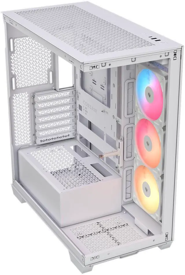 Alt view image 13 of 20 - CORSAIR 3500X RS-R ARGB Mid-Tower PC Case – 3x Pre-Installed RS120-R ARGB Fans – GPU Anti-Sag Arm – Tempered Glass – Fits up to 10x 120mm Fans – Reverse Connection Motherboard Compatible, White
