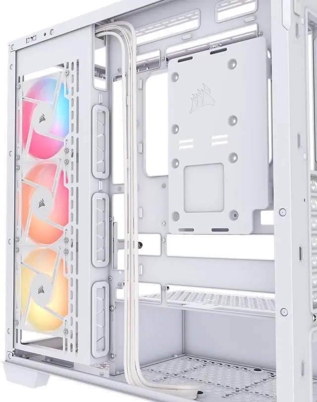 Alt view image 14 of 20 - CORSAIR 3500X RS-R ARGB Mid-Tower PC Case – 3x Pre-Installed RS120-R ARGB Fans – GPU Anti-Sag Arm – Tempered Glass – Fits up to 10x 120mm Fans – Reverse Connection Motherboard Compatible, White