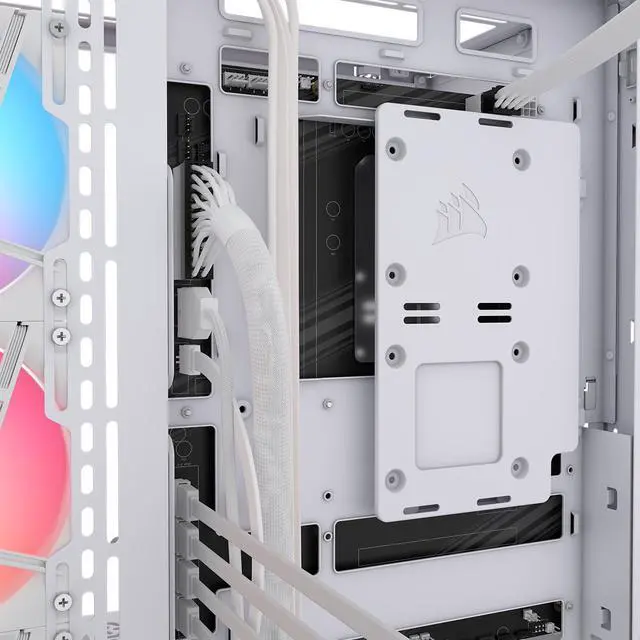 Alt view image 15 of 20 - CORSAIR 3500X RS-R ARGB Mid-Tower PC Case – 3x Pre-Installed RS120-R ARGB Fans – GPU Anti-Sag Arm – Tempered Glass – Fits up to 10x 120mm Fans – Reverse Connection Motherboard Compatible, White
