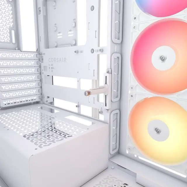 Alt view image 16 of 20 - CORSAIR 3500X RS-R ARGB Mid-Tower PC Case – 3x Pre-Installed RS120-R ARGB Fans – GPU Anti-Sag Arm – Tempered Glass – Fits up to 10x 120mm Fans – Reverse Connection Motherboard Compatible, White