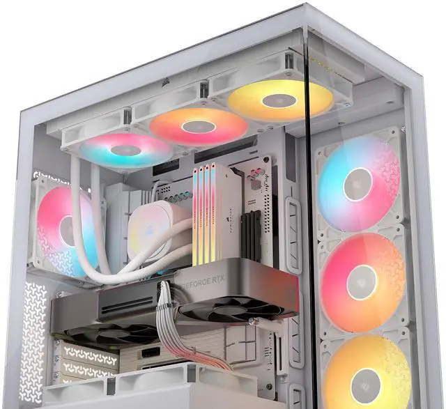 Alt view image 20 of 20 - CORSAIR 3500X RS-R ARGB Mid-Tower PC Case – 3x Pre-Installed RS120-R ARGB Fans – GPU Anti-Sag Arm – Tempered Glass – Fits up to 10x 120mm Fans – Reverse Connection Motherboard Compatible, White