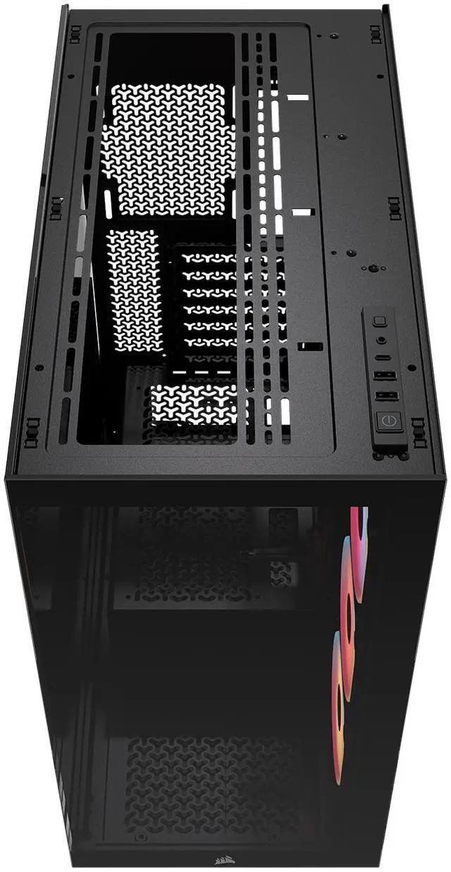 Alt view image 2 of 20 - CORSAIR 3500X LX-R RGB Mid-Tower PC Case – 3x Pre-installed LX120-R RGB Fans – Includes iCUE LINK System Hub - GPU Anti-Sag Arm – Tempered Glass – Fits up to 10x 120mm Fans – Reverse Connector Motherboard Compatible, Black
