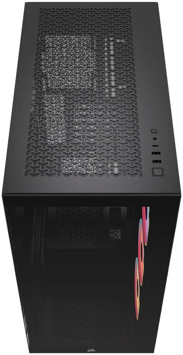 Alt view image 3 of 20 - CORSAIR 3500X LX-R RGB Mid-Tower PC Case – 3x Pre-installed LX120-R RGB Fans – Includes iCUE LINK System Hub - GPU Anti-Sag Arm – Tempered Glass – Fits up to 10x 120mm Fans – Reverse Connector Motherboard Compatible, Black