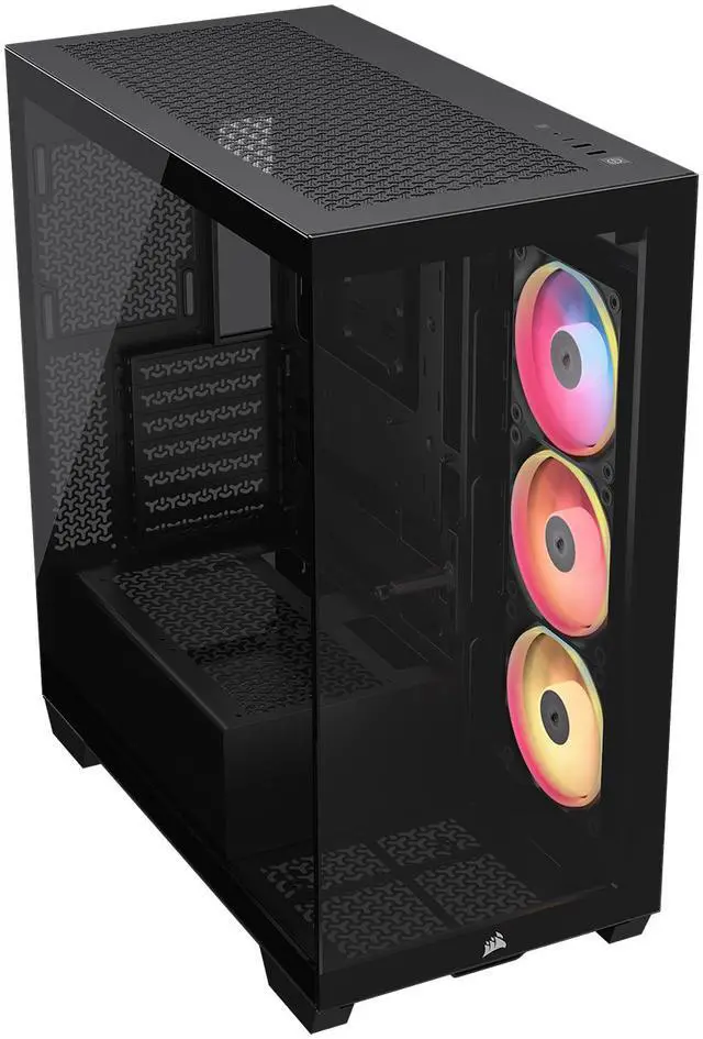 Alt view image 4 of 20 - CORSAIR 3500X LX-R RGB Mid-Tower PC Case – 3x Pre-installed LX120-R RGB Fans – Includes iCUE LINK System Hub - GPU Anti-Sag Arm – Tempered Glass – Fits up to 10x 120mm Fans – Reverse Connector Motherboard Compatible, Black