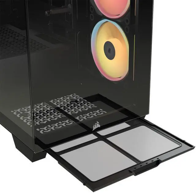 Alt view image 11 of 20 - CORSAIR 3500X LX-R RGB Mid-Tower PC Case – 3x Pre-installed LX120-R RGB Fans – Includes iCUE LINK System Hub - GPU Anti-Sag Arm – Tempered Glass – Fits up to 10x 120mm Fans – Reverse Connector Motherboard Compatible, Black