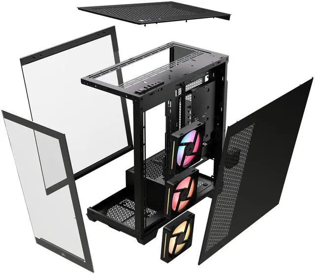 Alt view image 12 of 20 - CORSAIR 3500X LX-R RGB Mid-Tower PC Case – 3x Pre-installed LX120-R RGB Fans – Includes iCUE LINK System Hub - GPU Anti-Sag Arm – Tempered Glass – Fits up to 10x 120mm Fans – Reverse Connector Motherboard Compatible, Black