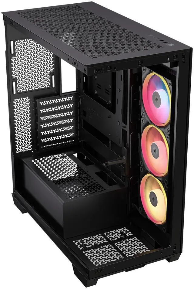 Alt view image 15 of 20 - CORSAIR 3500X LX-R RGB Mid-Tower PC Case – 3x Pre-installed LX120-R RGB Fans – Includes iCUE LINK System Hub - GPU Anti-Sag Arm – Tempered Glass – Fits up to 10x 120mm Fans – Reverse Connector Motherboard Compatible, Black