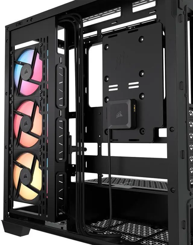 Alt view image 16 of 20 - CORSAIR 3500X LX-R RGB Mid-Tower PC Case – 3x Pre-installed LX120-R RGB Fans – Includes iCUE LINK System Hub - GPU Anti-Sag Arm – Tempered Glass – Fits up to 10x 120mm Fans – Reverse Connector Motherboard Compatible, Black