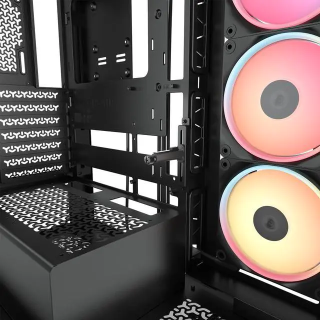 Alt view image 18 of 20 - CORSAIR 3500X LX-R RGB Mid-Tower PC Case – 3x Pre-installed LX120-R RGB Fans – Includes iCUE LINK System Hub - GPU Anti-Sag Arm – Tempered Glass – Fits up to 10x 120mm Fans – Reverse Connector Motherboard Compatible, Black