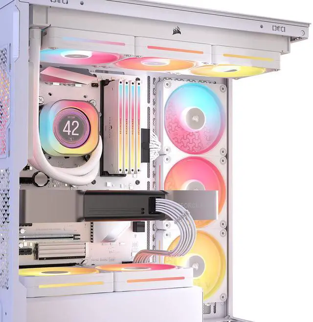 Alt view image 17 of 20 - CORSAIR 3500X LX-R RGB Mid-Tower PC Case – 3x Pre-installed LX120-R RGB Fans – Includes iCUE LINK System Hub - GPU Anti-Sag Arm – Tempered Glass – Fits up to 10x 120mm Fans – Reverse Connector Mother