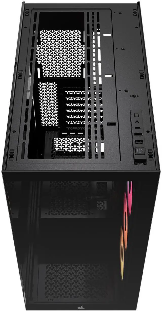 Alt view image 2 of 20 - CORSAIR 3500X RS-R ARGB Mid-Tower PC Case – 3x Pre-Installed RS120-R ARGB Fans – GPU Anti-Sag Arm – Tempered Glass – Fits up to 10x 120mm Fans – Reverse Connection Motherboard Compatible