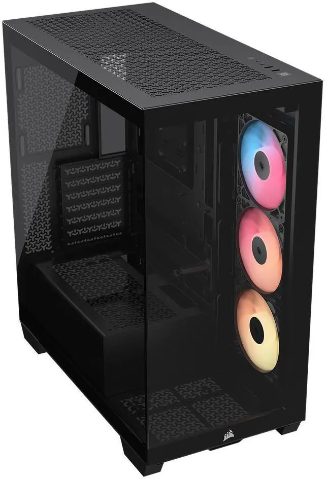 Alt view image 4 of 20 - CORSAIR 3500X RS-R ARGB Mid-Tower PC Case – 3x Pre-Installed RS120-R ARGB Fans – GPU Anti-Sag Arm – Tempered Glass – Fits up to 10x 120mm Fans – Reverse Connection Motherboard Compatible