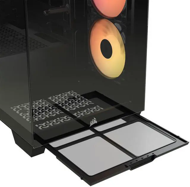 Alt view image 11 of 20 - CORSAIR 3500X RS-R ARGB Mid-Tower PC Case – 3x Pre-Installed RS120-R ARGB Fans – GPU Anti-Sag Arm – Tempered Glass – Fits up to 10x 120mm Fans – Reverse Connection Motherboard Compatible
