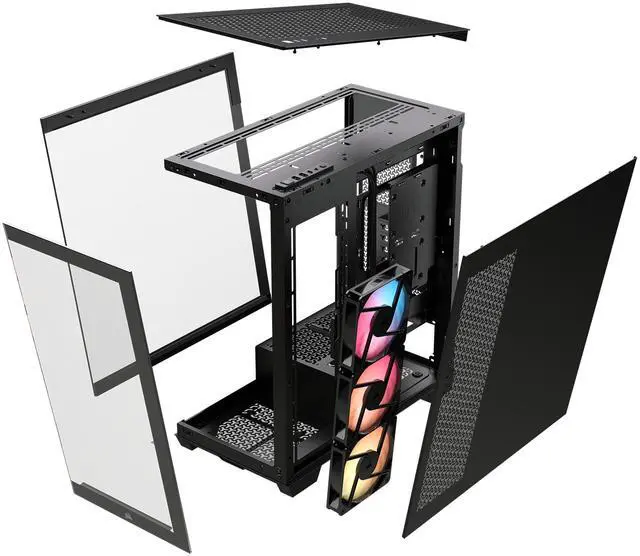 Alt view image 12 of 20 - CORSAIR 3500X RS-R ARGB Mid-Tower PC Case – 3x Pre-Installed RS120-R ARGB Fans – GPU Anti-Sag Arm – Tempered Glass – Fits up to 10x 120mm Fans – Reverse Connection Motherboard Compatible