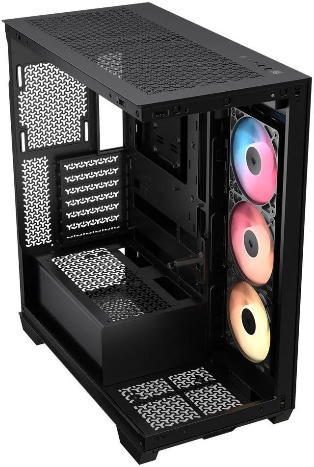 Alt view image 15 of 20 - CORSAIR 3500X RS-R ARGB Mid-Tower PC Case – 3x Pre-Installed RS120-R ARGB Fans – GPU Anti-Sag Arm – Tempered Glass – Fits up to 10x 120mm Fans – Reverse Connection Motherboard Compatible