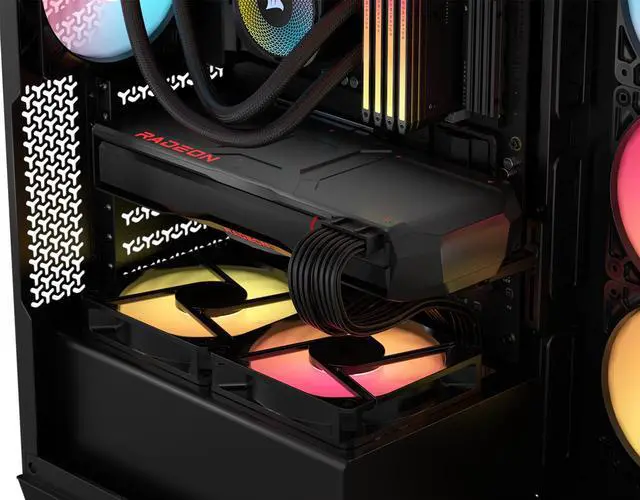 Alt view image 19 of 20 - CORSAIR 3500X RS-R ARGB Mid-Tower PC Case – 3x Pre-Installed RS120-R ARGB Fans – GPU Anti-Sag Arm – Tempered Glass – Fits up to 10x 120mm Fans – Reverse Connection Motherboard Compatible