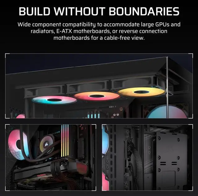 Alt view image 4 of 19 - CORSAIR 3500X RS-R ARGB Mid-Tower PC Case – 3x Pre-Installed RS120-R ARGB Fans – GPU Anti-Sag Arm – Tempered Glass – Fits up to 10x 120mm Fans – Reverse Connection Motherboard Compatible