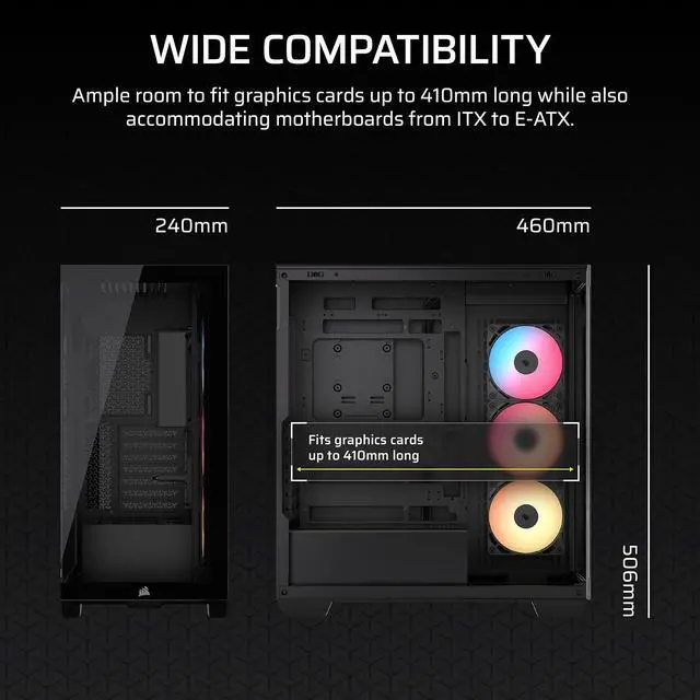 Alt view image 7 of 19 - CORSAIR 3500X RS-R ARGB Mid-Tower PC Case – 3x Pre-Installed RS120-R ARGB Fans – GPU Anti-Sag Arm – Tempered Glass – Fits up to 10x 120mm Fans – Reverse Connection Motherboard Compatible