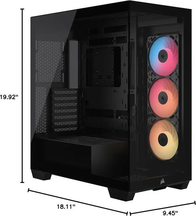 Alt view image 9 of 19 - CORSAIR 3500X RS-R ARGB Mid-Tower PC Case – 3x Pre-Installed RS120-R ARGB Fans – GPU Anti-Sag Arm – Tempered Glass – Fits up to 10x 120mm Fans – Reverse Connection Motherboard Compatible