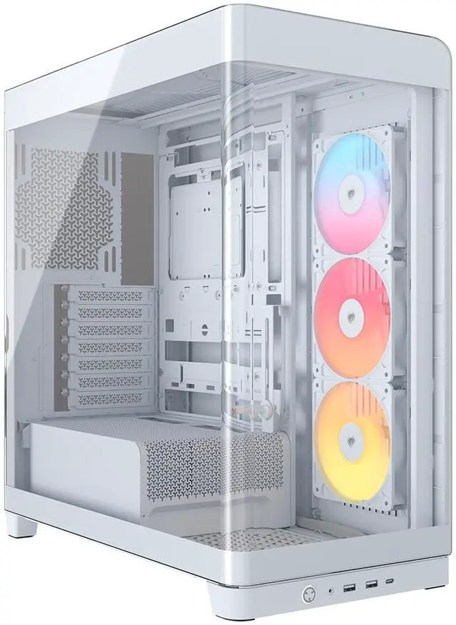 Main image of CORSAIR FRAME 4500X RS-R ARGB Panoramic Glass Mid-Tower PC Case – Panoramic Glass Exterior – InfiniRail™  Fan Mounting System – Fits Dual 360mm Radiators – ASUS BTF, MSI Project Zero, and Gigabyte Project Stealth Compatible — Reverse-rotor