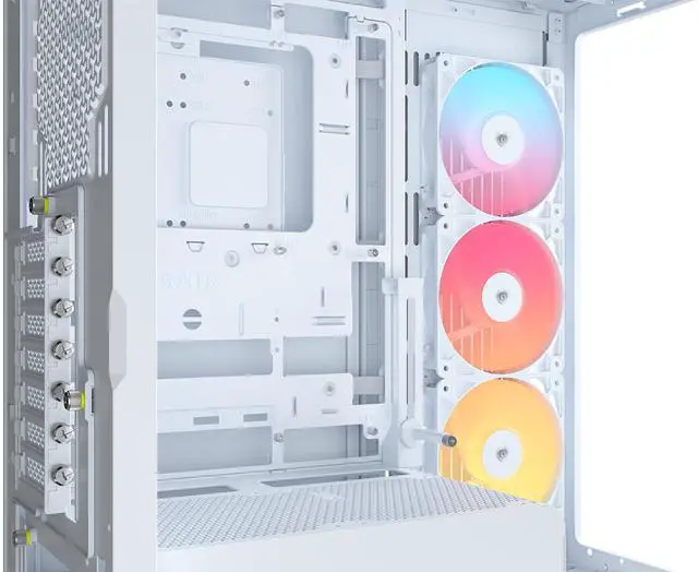 Alt view image 9 of 14 - CORSAIR FRAME 4500X RS-R ARGB Panoramic Glass Mid-Tower PC Case – Panoramic Glass Exterior – InfiniRail™  Fan Mounting System – Fits Dual 360mm Radiators – ASUS BTF, MSI Project Zero, and Gigabyte Project Stealth Compatible — Reverse-rotor