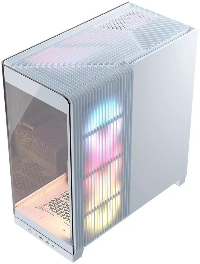 Alt view image 12 of 14 - CORSAIR FRAME 4500X RS-R ARGB Panoramic Glass Mid-Tower PC Case – Panoramic Glass Exterior – InfiniRail™  Fan Mounting System – Fits Dual 360mm Radiators – ASUS BTF, MSI Project Zero, and Gigabyte Project Stealth Compatible — Reverse-rotor