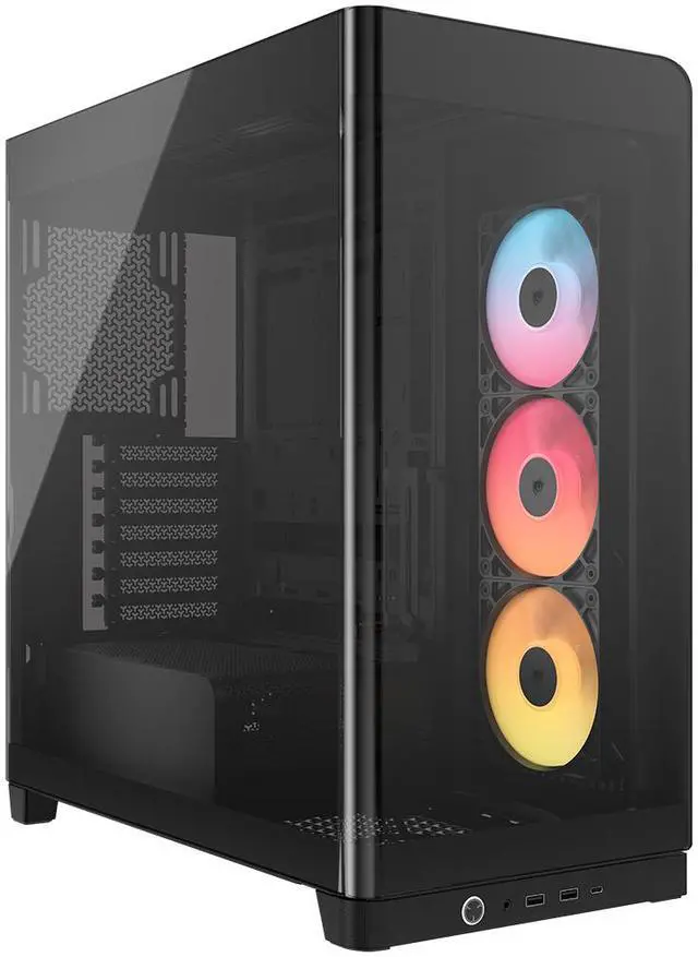 Alt view image 2 of 16 - CORSAIR FRAME 4500X RS-R ARGB Panoramic Glass Mid-Tower PC Case – Panoramic Glass Exterior – InfiniRail™ Fan Mounting System – Fits Dual 360mm Radiators – ASUS BTF, MSI Project Zero, and Gigabyte Project Stealth Compatible — Reverse-rotor