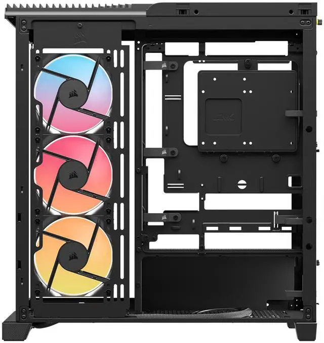 Alt view image 7 of 16 - CORSAIR FRAME 4500X RS-R ARGB Panoramic Glass Mid-Tower PC Case – Panoramic Glass Exterior – InfiniRail™ Fan Mounting System – Fits Dual 360mm Radiators – ASUS BTF, MSI Project Zero, and Gigabyte Project Stealth Compatible — Reverse-rotor