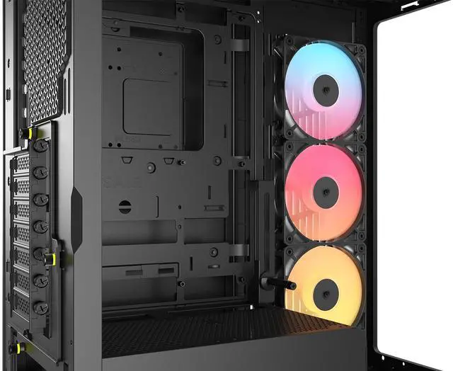 Alt view image 10 of 16 - CORSAIR FRAME 4500X RS-R ARGB Panoramic Glass Mid-Tower PC Case – Panoramic Glass Exterior – InfiniRail™ Fan Mounting System – Fits Dual 360mm Radiators – ASUS BTF, MSI Project Zero, and Gigabyte Project Stealth Compatible — Reverse-rotor
