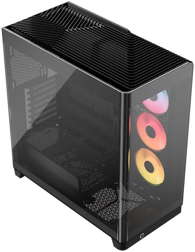 Alt view image 12 of 16 - CORSAIR FRAME 4500X RS-R ARGB Panoramic Glass Mid-Tower PC Case – Panoramic Glass Exterior – InfiniRail™ Fan Mounting System – Fits Dual 360mm Radiators – ASUS BTF, MSI Project Zero, and Gigabyte Project Stealth Compatible — Reverse-rotor