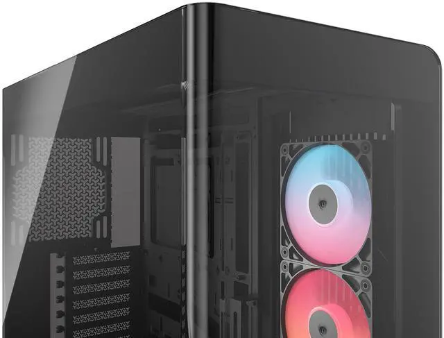 Alt view image 14 of 16 - CORSAIR FRAME 4500X RS-R ARGB Panoramic Glass Mid-Tower PC Case – Panoramic Glass Exterior – InfiniRail™ Fan Mounting System – Fits Dual 360mm Radiators – ASUS BTF, MSI Project Zero, and Gigabyte Project Stealth Compatible — Reverse-rotor
