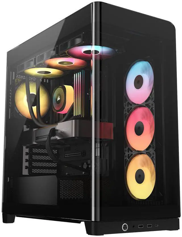 Main image of CORSAIR FRAME 4500X RS-R ARGB Panoramic Glass Mid-Tower PC Case – Panoramic Glass Exterior – InfiniRail™ Fan Mounting System – Fits Dual 360mm Radiators – ASUS BTF, MSI Project Zero, and Gigabyte Project Stealth Compatible — Reverse-rotor