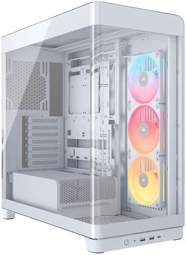 Main image of CORSAIR FRAME 4500X LX-R RGB LINK Panoramic Glass Mid-Tower PC Case – Panoramic Glass Exterior – InfiniRail™ Fan Mounting System – Fits Dual 360mm Radiators – ASUS BTF, MSI Project Zero, and Gigabyte Project Stealth Compatible — Reverse-Ro