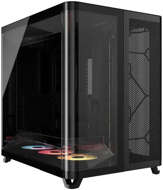 Main image of Corsair AIR 5400 RS-R ARGB Triple Chamber Mid-Tower PC Case-Black with 3x RS-R 120mm reverse PWM ARGB fans Pre-installed, BTF Back Plug Motherboard Design
