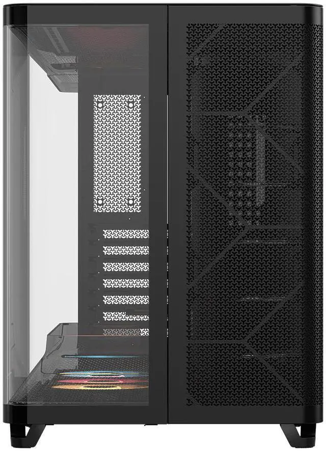 Alt view image 2 of 12 - Corsair AIR 5400 RS-R ARGB Triple Chamber Mid-Tower PC Case-Black with 3x RS-R 120mm reverse PWM ARGB fans Pre-installed, BTF Back Plug Motherboard Design