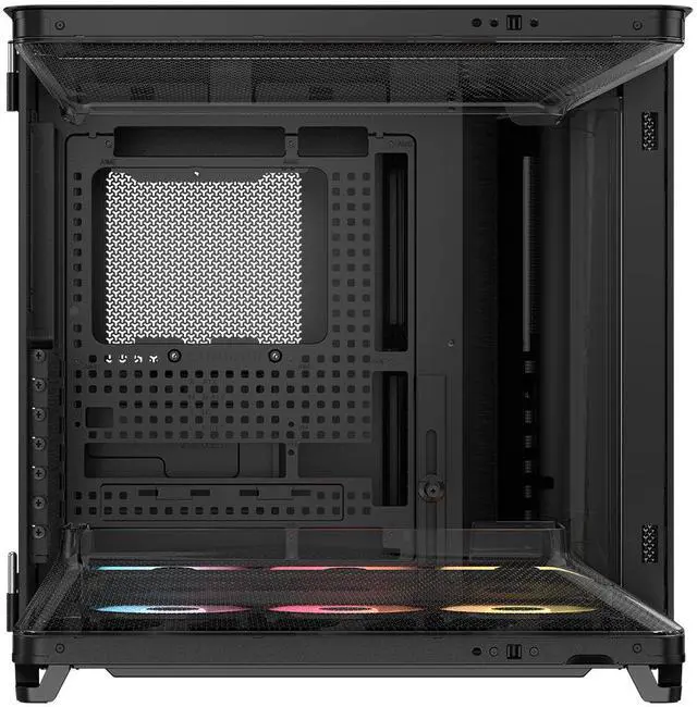 Alt view image 4 of 12 - Corsair AIR 5400 RS-R ARGB Triple Chamber Mid-Tower PC Case-Black with 3x RS-R 120mm reverse PWM ARGB fans Pre-installed, BTF Back Plug Motherboard Design