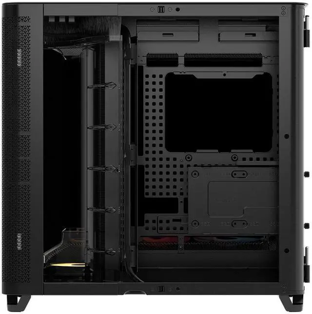 Alt view image 6 of 12 - Corsair AIR 5400 RS-R ARGB Triple Chamber Mid-Tower PC Case-Black with 3x RS-R 120mm reverse PWM ARGB fans Pre-installed, BTF Back Plug Motherboard Design