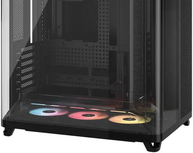 Alt view image 9 of 12 - Corsair AIR 5400 RS-R ARGB Triple Chamber Mid-Tower PC Case-Black with 3x RS-R 120mm reverse PWM ARGB fans Pre-installed, BTF Back Plug Motherboard Design