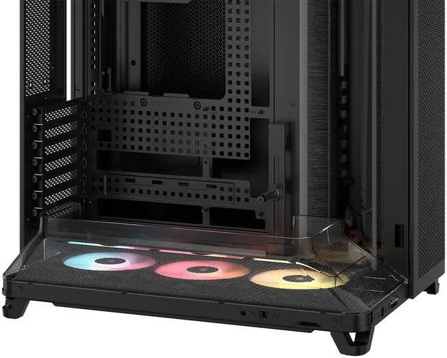 Alt view image 10 of 12 - Corsair AIR 5400 RS-R ARGB Triple Chamber Mid-Tower PC Case-Black with 3x RS-R 120mm reverse PWM ARGB fans Pre-installed, BTF Back Plug Motherboard Design