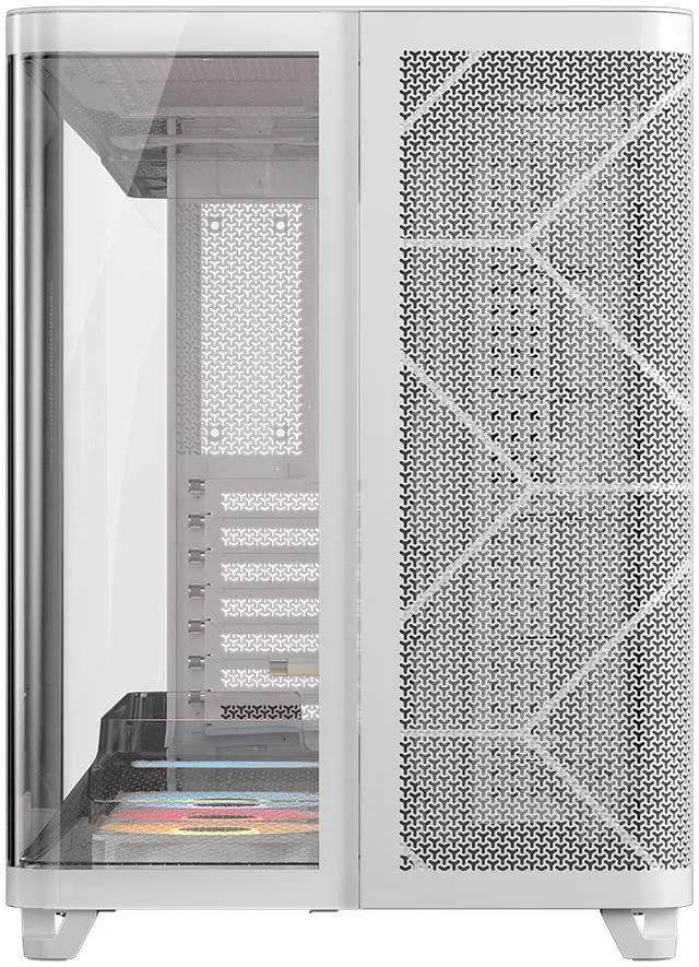 Alt view image 2 of 12 - Corsair AIR 5400 RS-R ARGB Triple Chamber Mid-Tower PC Case-White with 3x RS-R 120mm reverse PWM ARGB fans Pre-installed, BTF Back Plug Motherboard Design