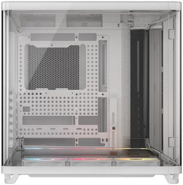 Alt view image 3 of 12 - Corsair AIR 5400 RS-R ARGB Triple Chamber Mid-Tower PC Case-White with 3x RS-R 120mm reverse PWM ARGB fans Pre-installed, BTF Back Plug Motherboard Design