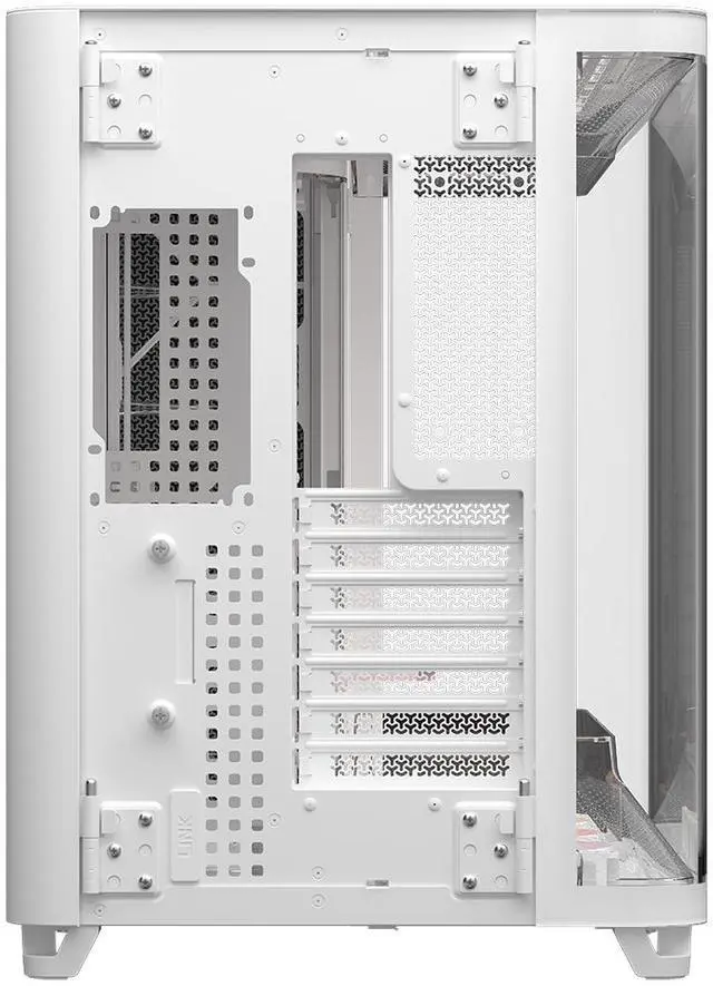 Alt view image 8 of 12 - Corsair AIR 5400 RS-R ARGB Triple Chamber Mid-Tower PC Case-White with 3x RS-R 120mm reverse PWM ARGB fans Pre-installed, BTF Back Plug Motherboard Design